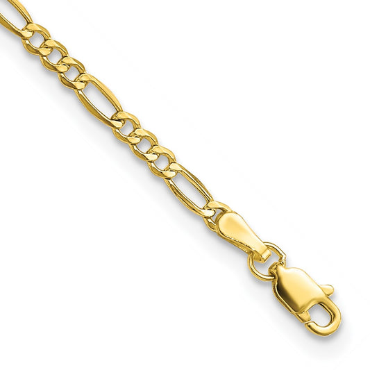 10k 2.5mm Semi-Solid Figaro Chain Anklet