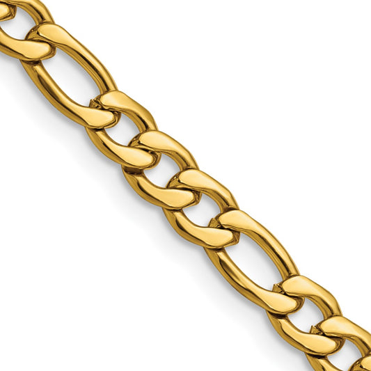 Stainless Steel Polished Yellow IP-plated 6.3mm 20in Figaro Chain