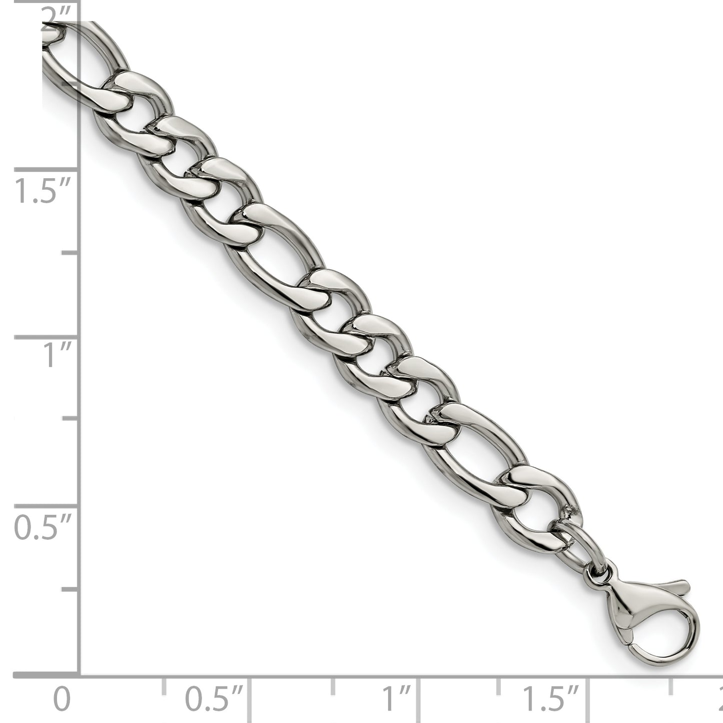 Stainless Steel Polished 6.75mm 8in Figaro Chain