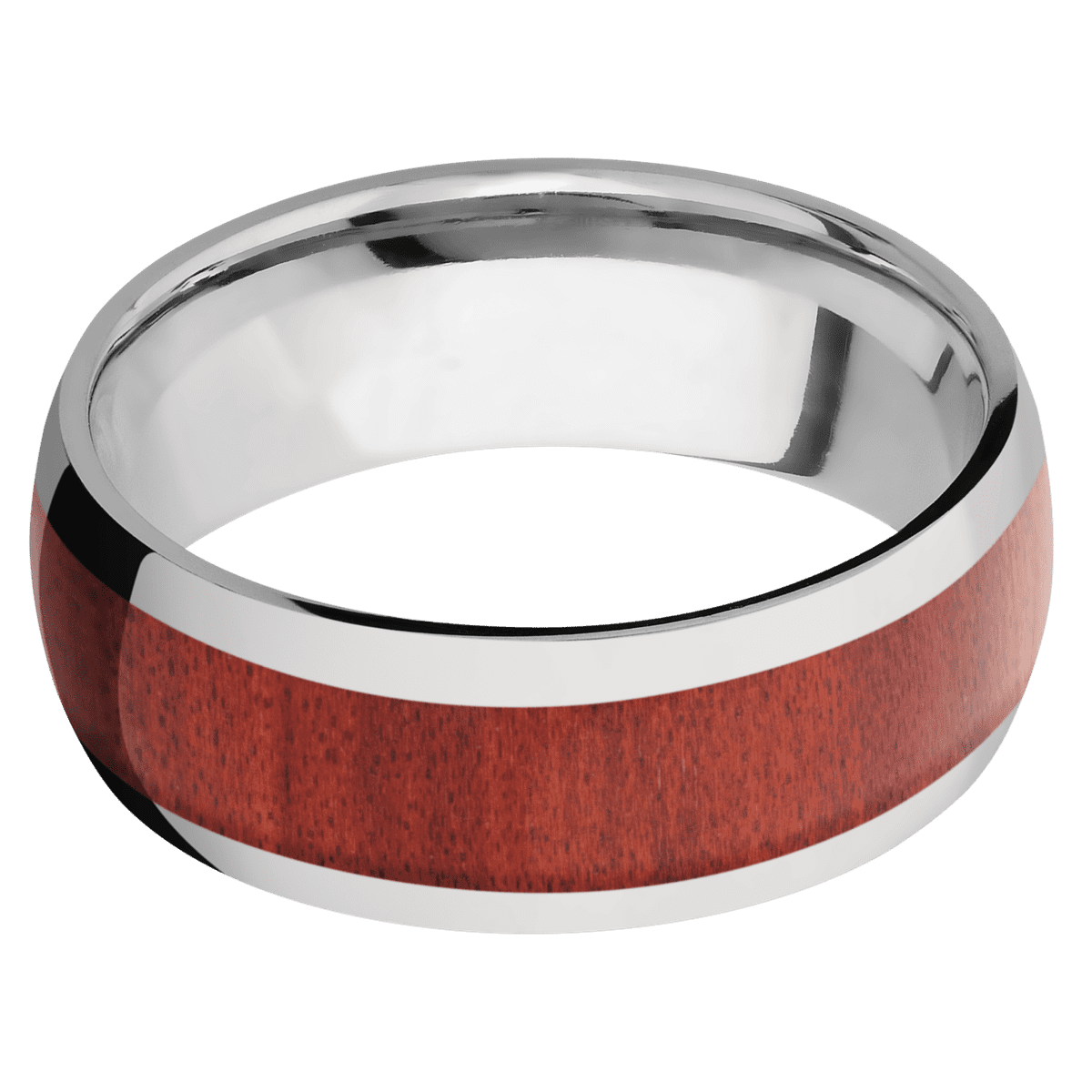 Titanium with Polish Finish and Red Heart Inlay