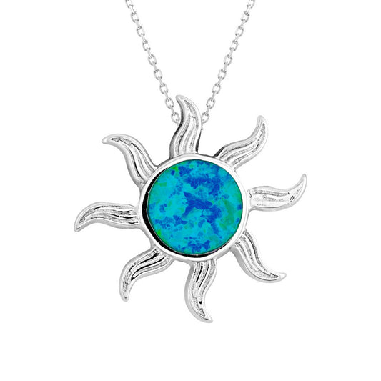 Sterling Silver Opal Sun Pendant