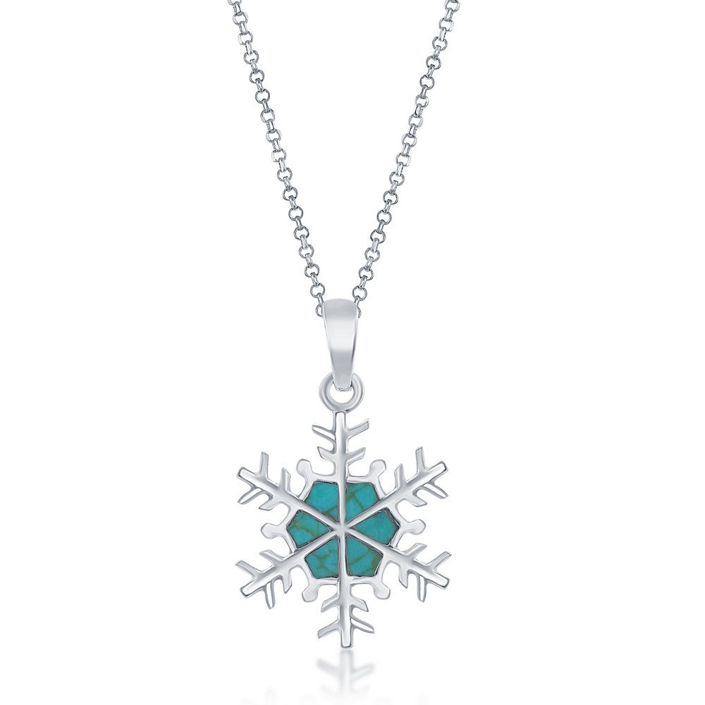 Sterling Silver Turquoise Snowflake Pendant
