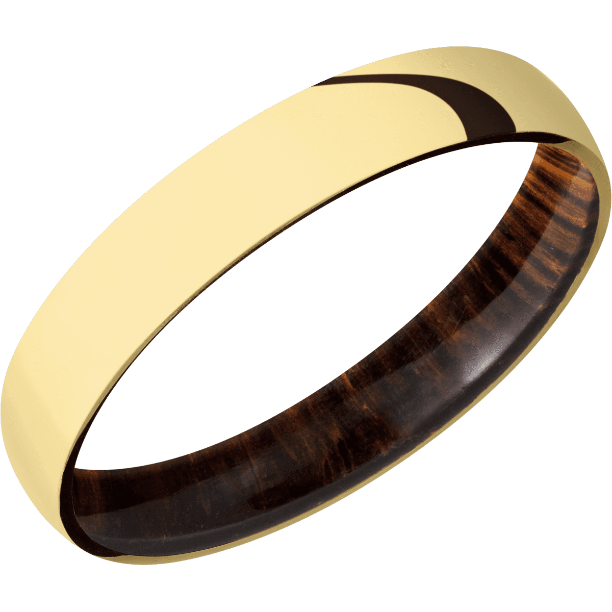 14K Yellow Gold with Polish Finish and Cocobolo