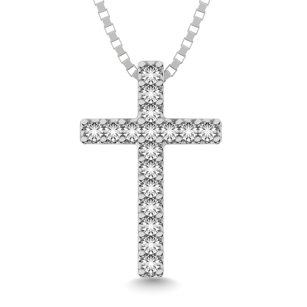 Classic Diamond Cross Pendant 1/10 Ct.Tw. In 10K White Gold
