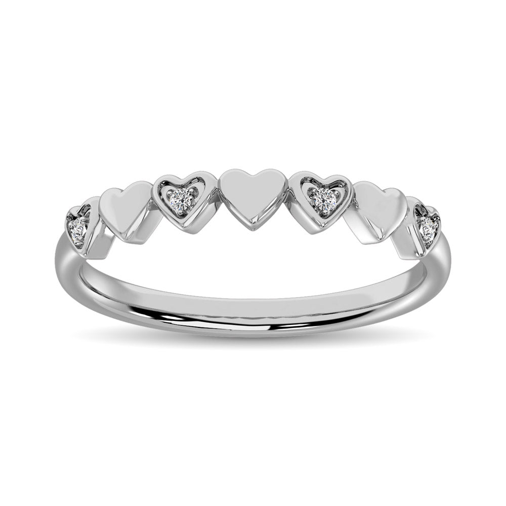 14K White Gold Diamond Accent Little Heart Stackable Band