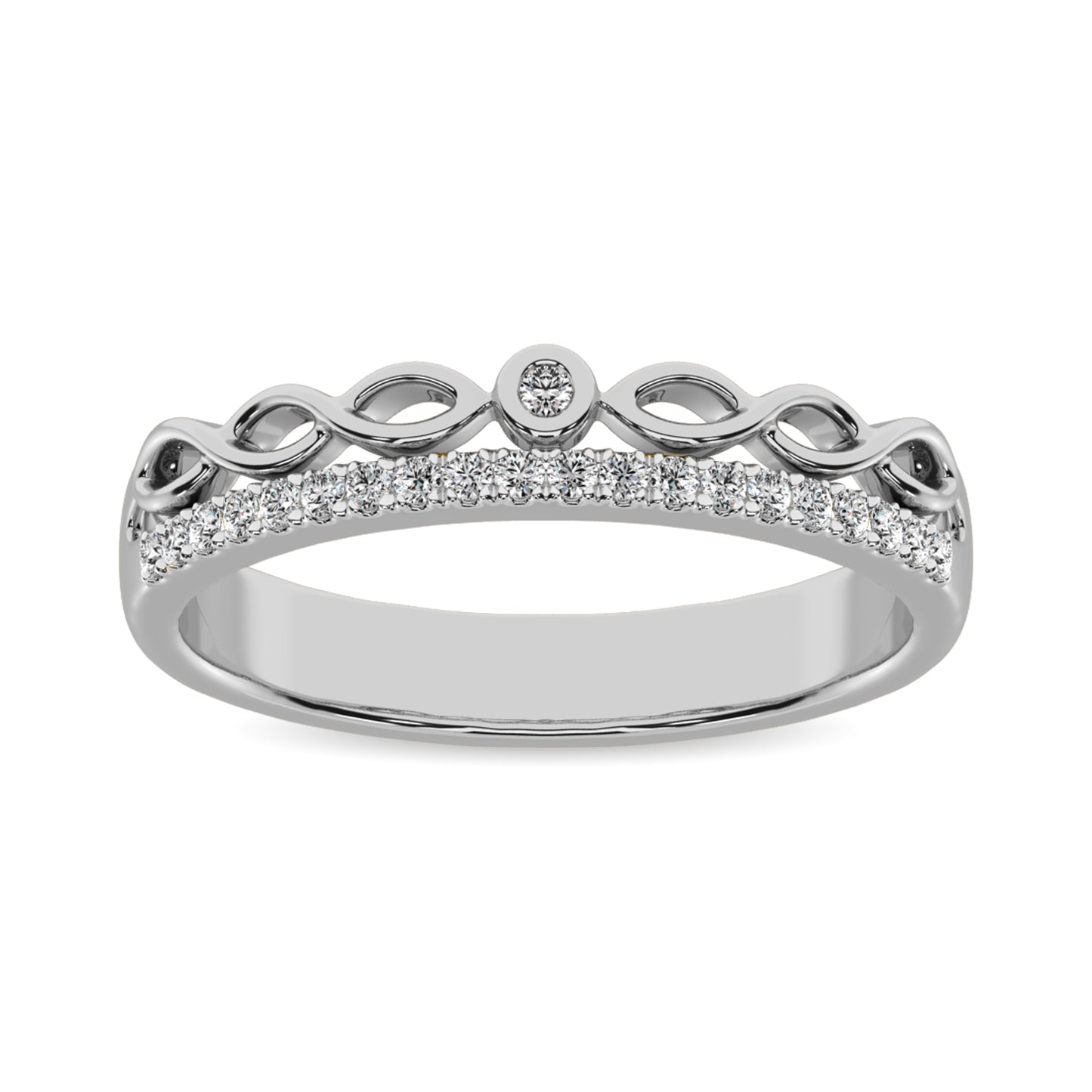 14K White Gold 1/10 Ct.Tw.Diamond Stackable Band