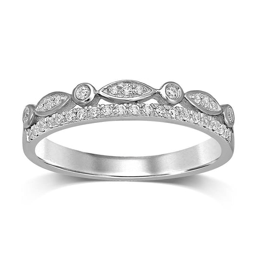 14K White Gold 1/6 Ct.Tw.Diamond Stackable Band