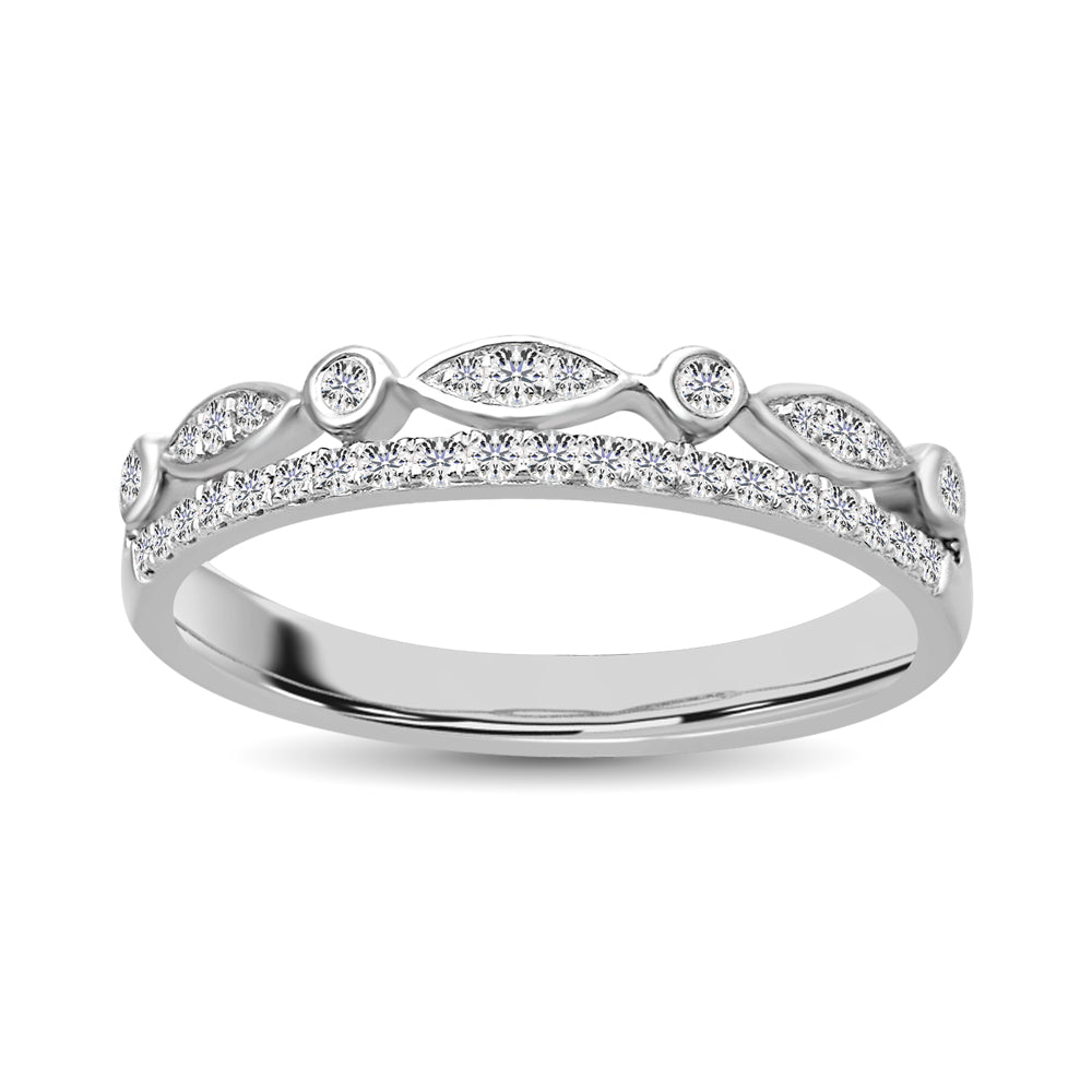 14K White Gold 1/6 Ct.Tw.Diamond Stackable Band