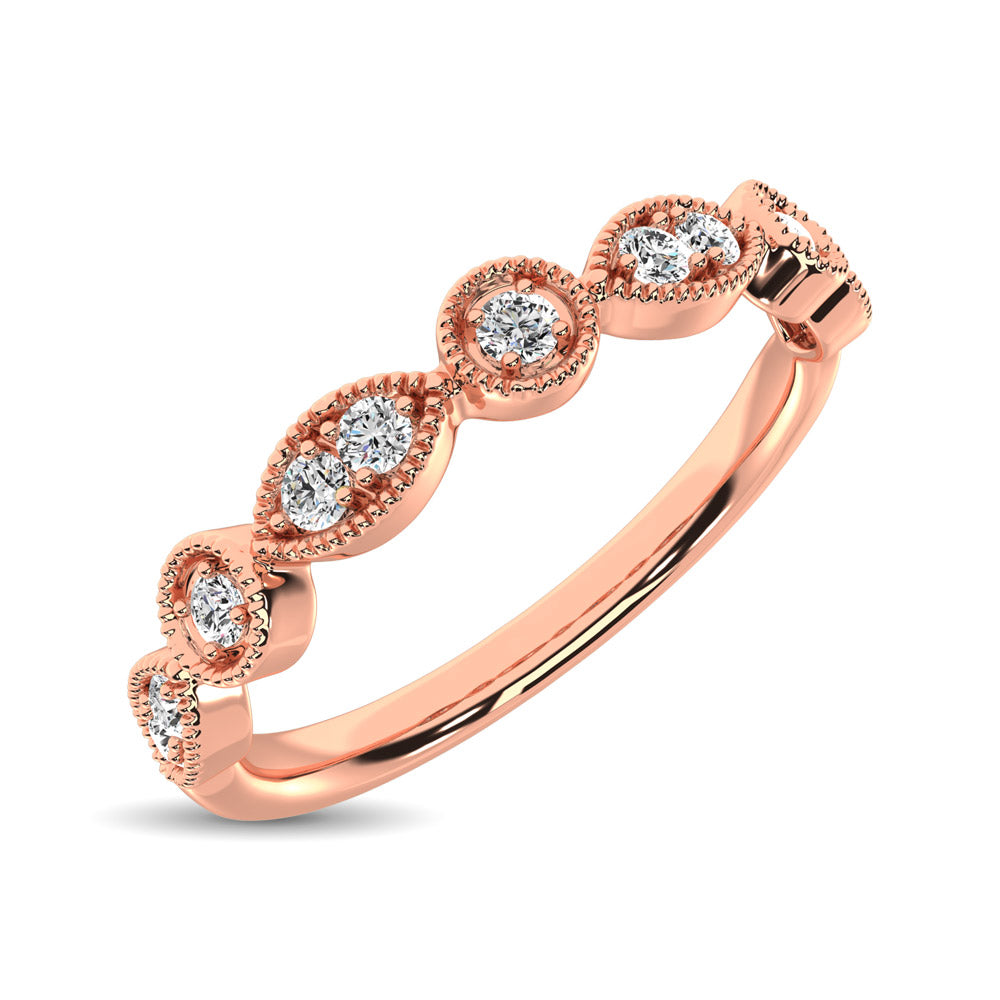 14K Rose Gold 1/8 Ct.Tw.Diamond Stackable Band