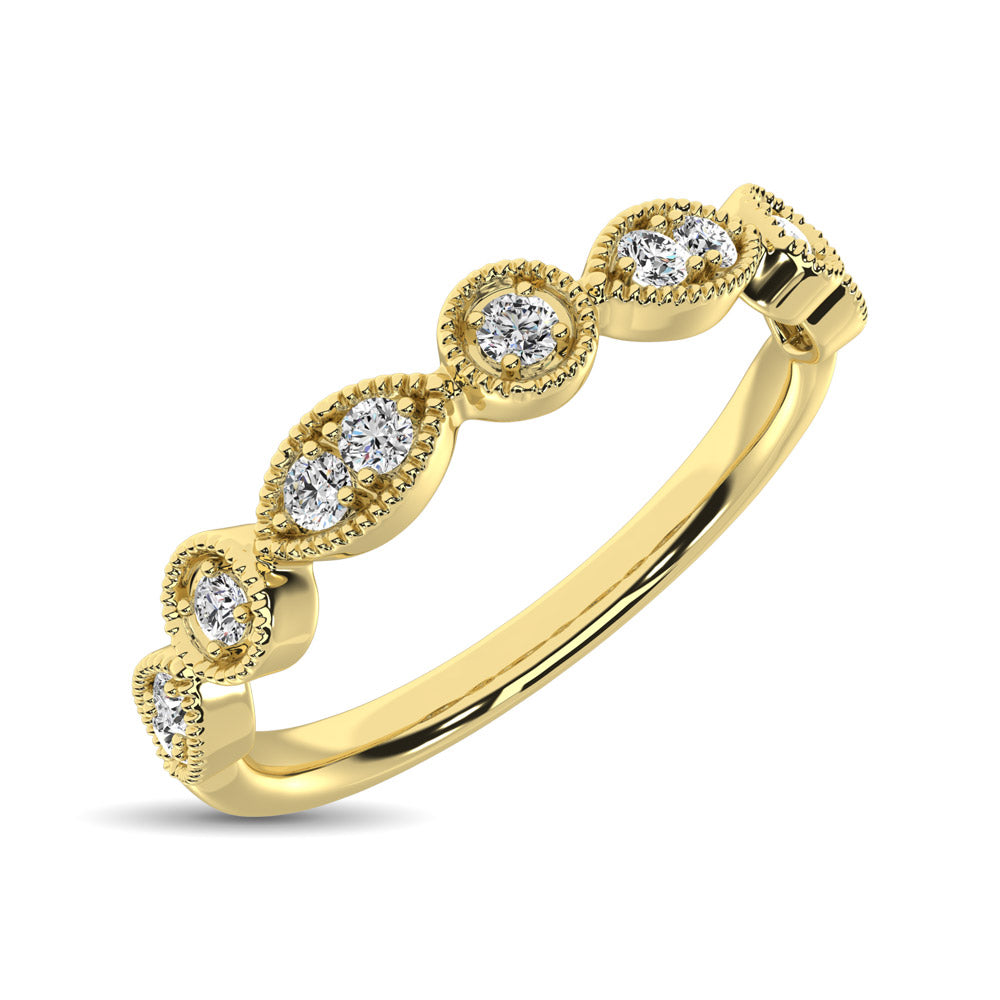 14K Yellow Gold 1/8 Ct.Tw.Diamond Stackable Band