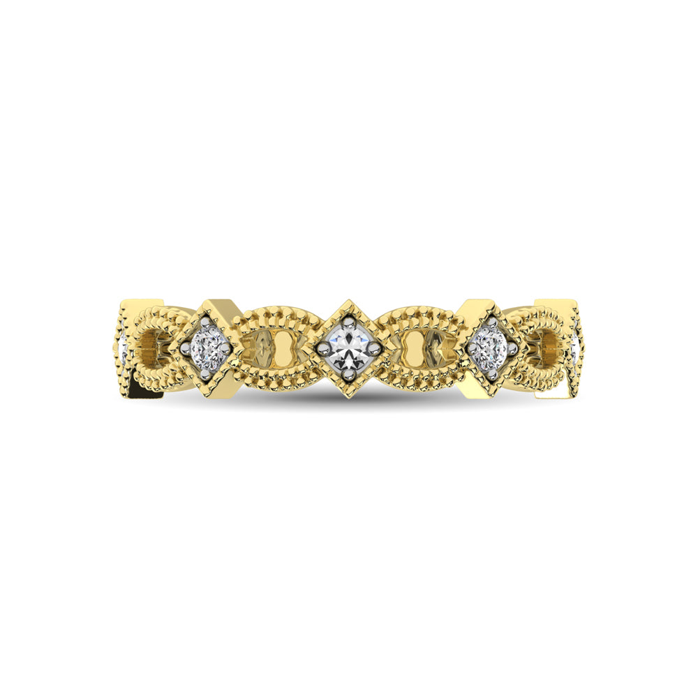 14K Yellow Gold 1/6 Ctw Diamond Stackable Band