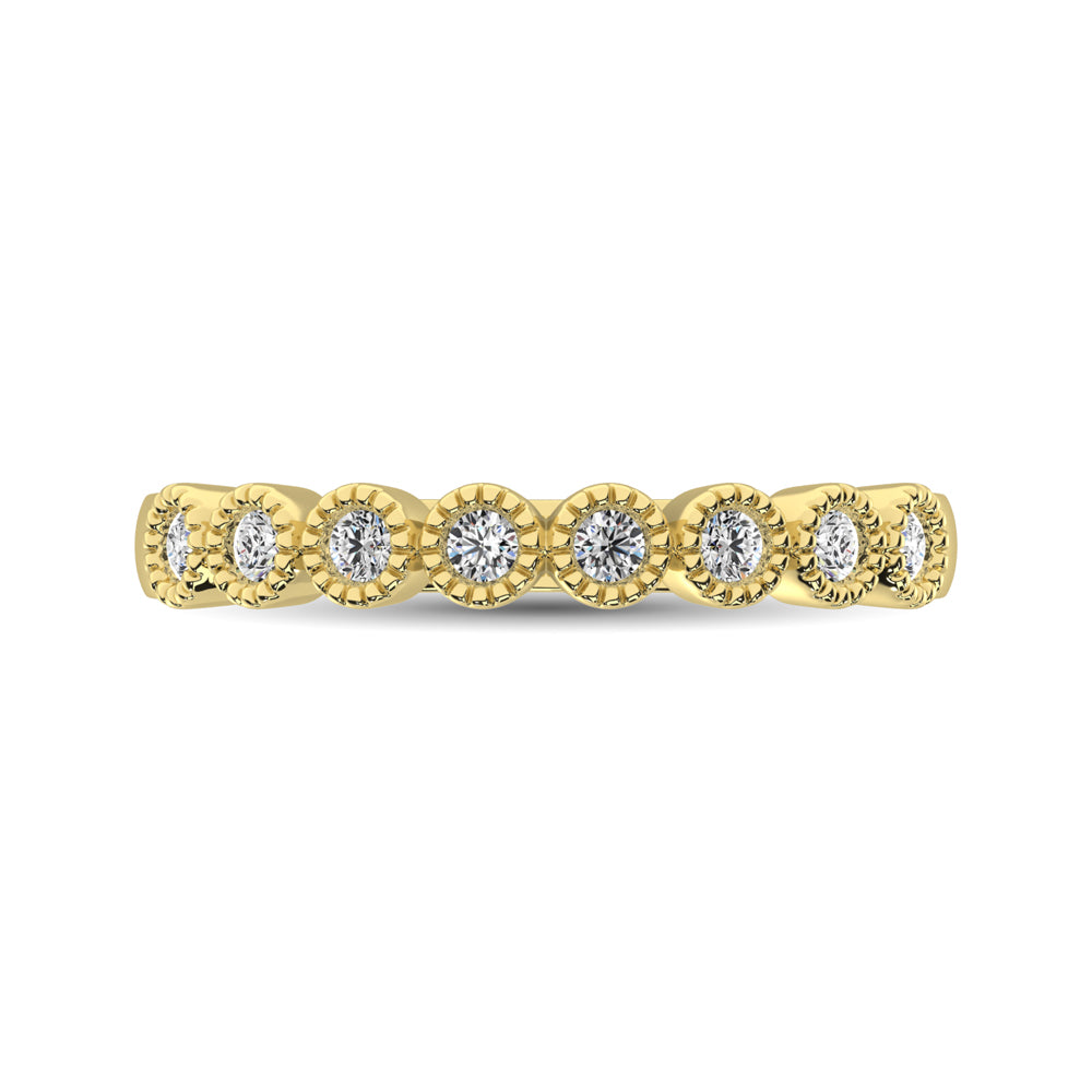 Diamond 1/4 Ctw Stackable Bezel Band with Beaded Setting in 14K Yellow Gold