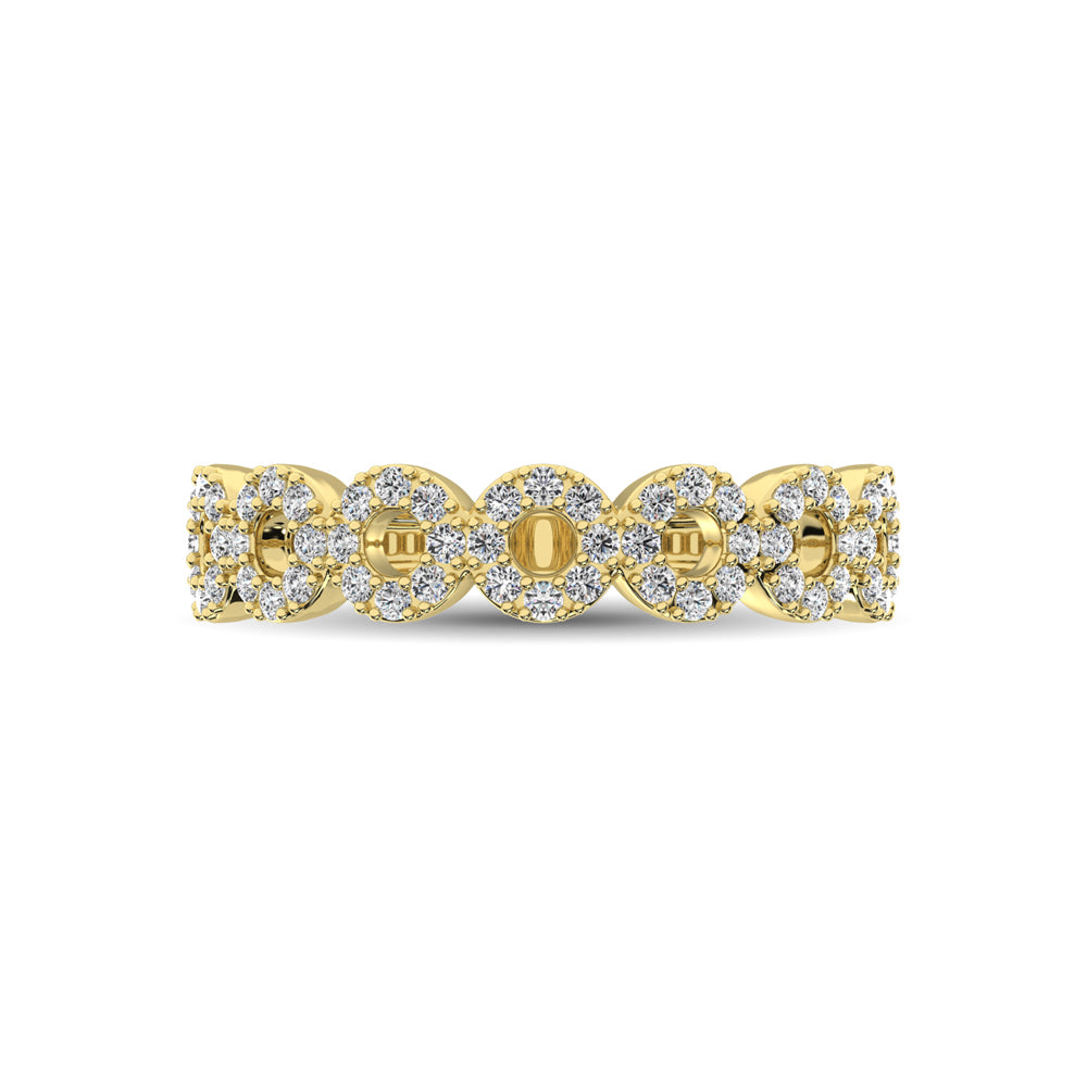 14K Yellow Gold 1/3 Ct.Tw. Diamond 7 Station Stackable Band
