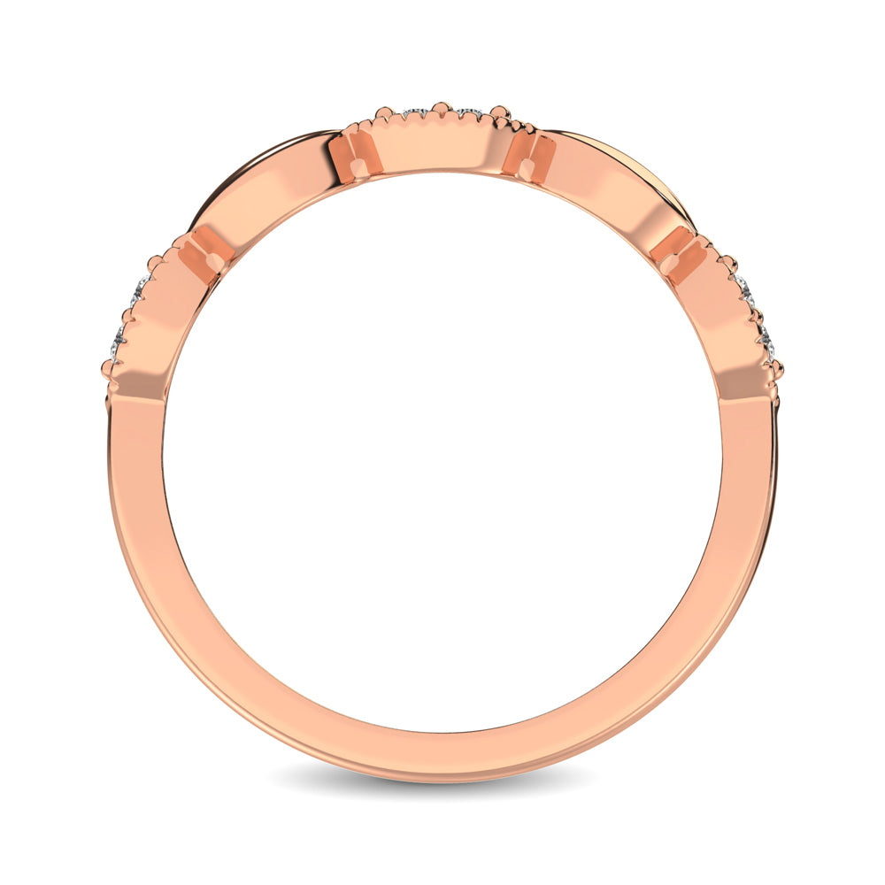 14K Rose Gold 1/10 Ct.Tw. Diamond Marquise Shape Stackable Band