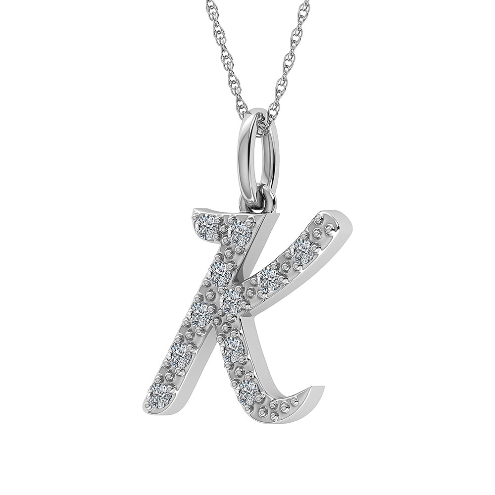 Diamond 1/8 Ct.Tw. Letter K Pendant in 10K White Gold
