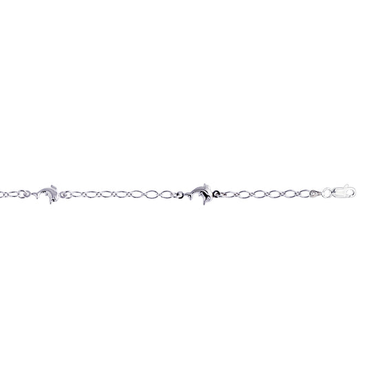 Silver Dolphin Station Anklet