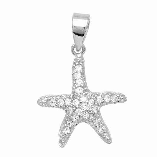 Silver Mini CZ Starfish Pendant