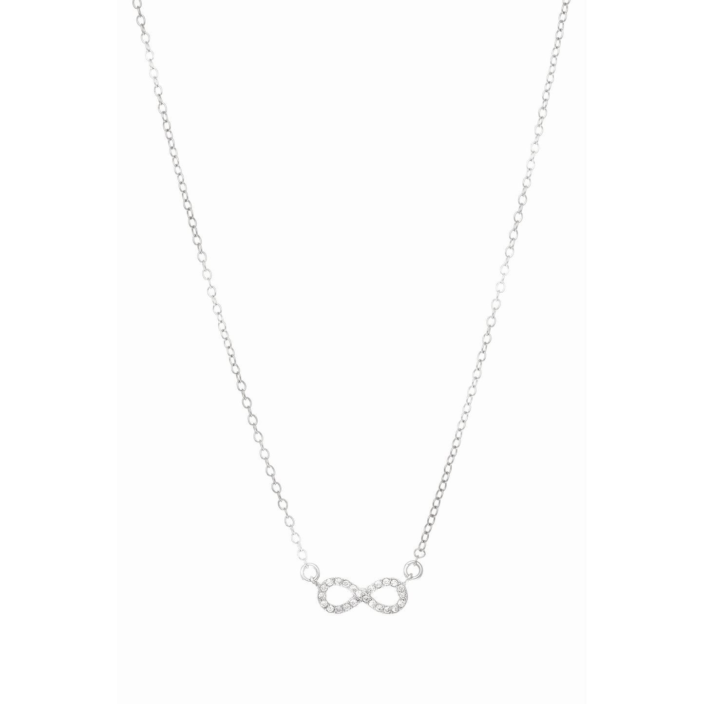 Silver 18 Mini Pave CZ Infinity Necklace"