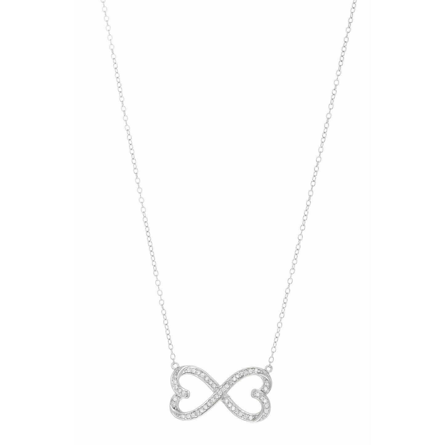 Silver 18 CZ Infinity Hearts Necklace"