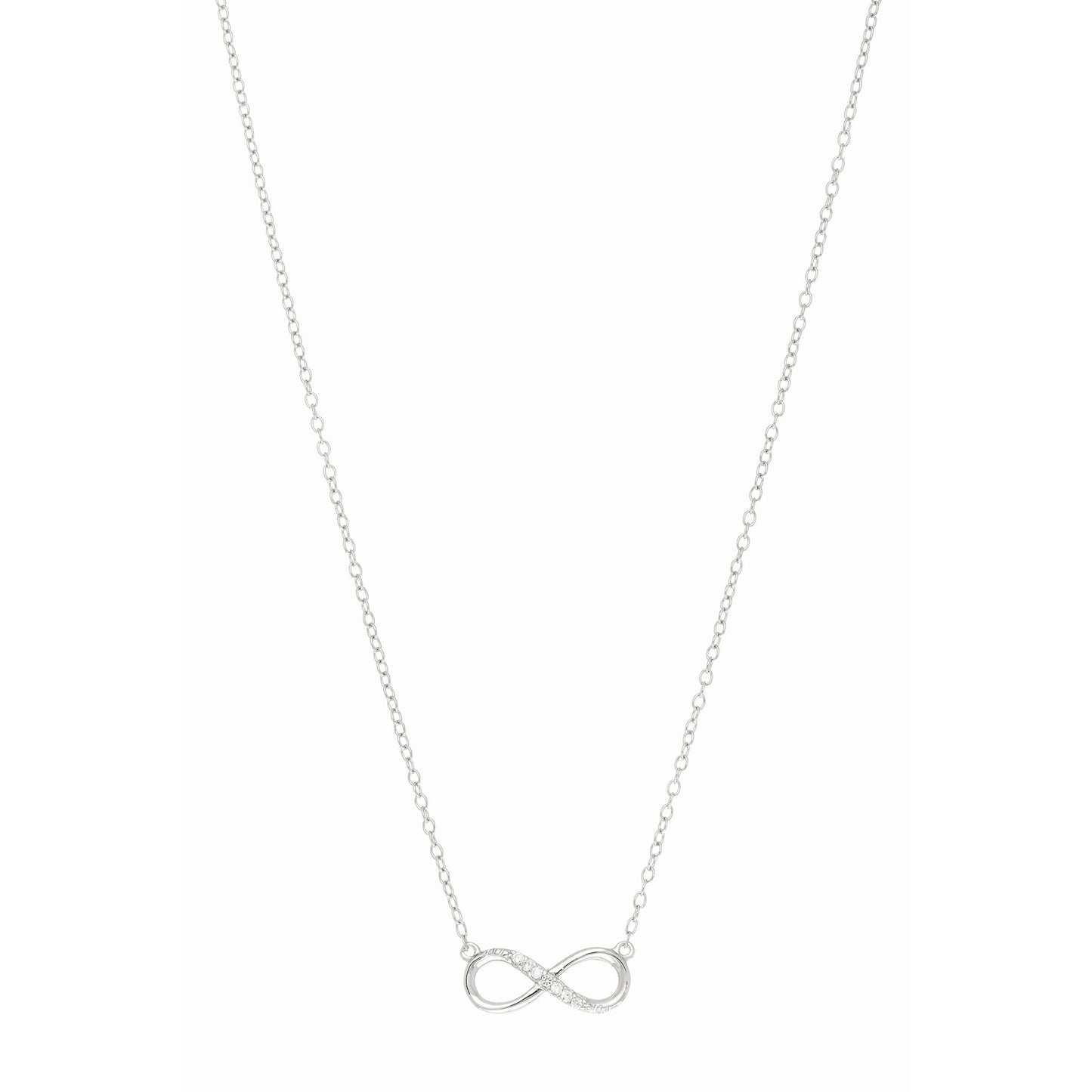Silver 18 CZ Infinity Necklace"