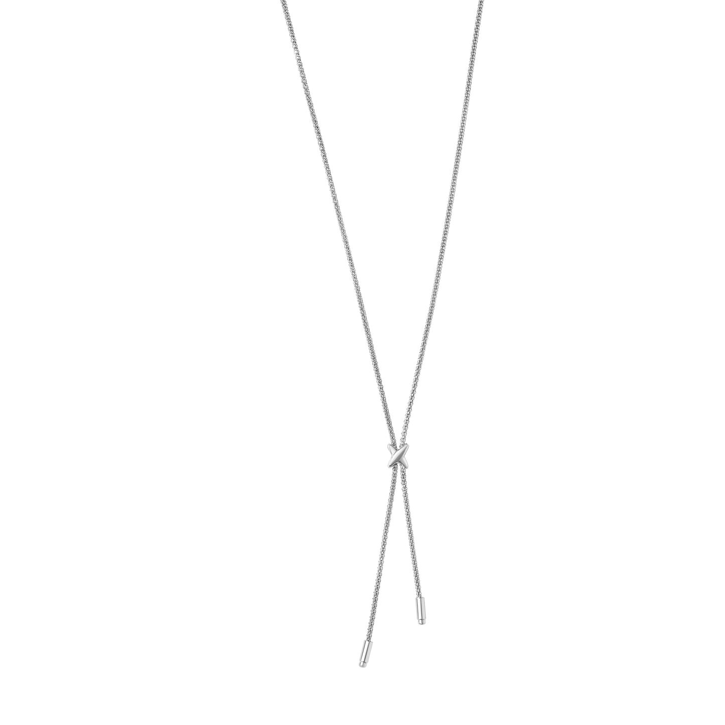 Silver X" Lariat Bar Necklace"