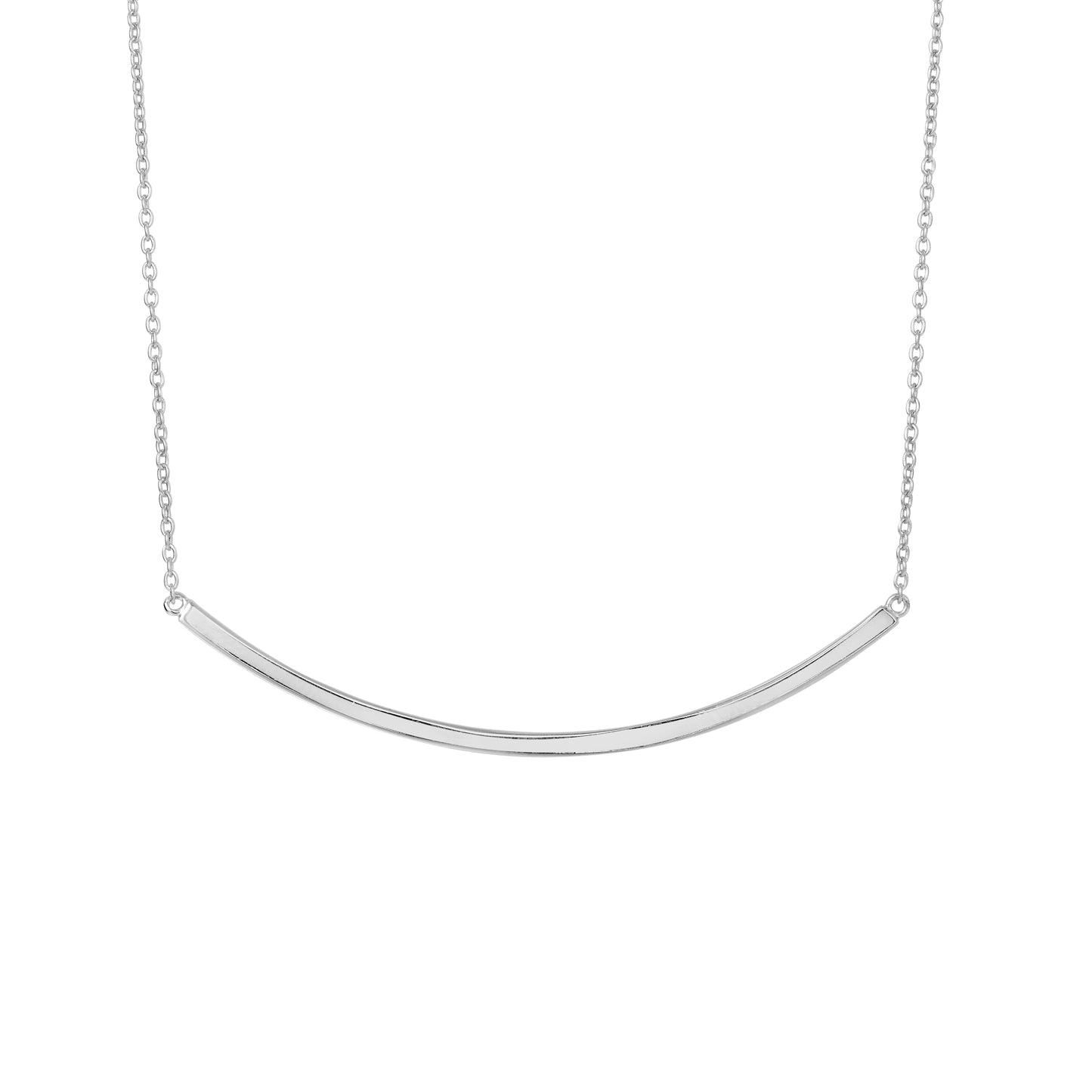 Silver Curved Thin Bar Necklace