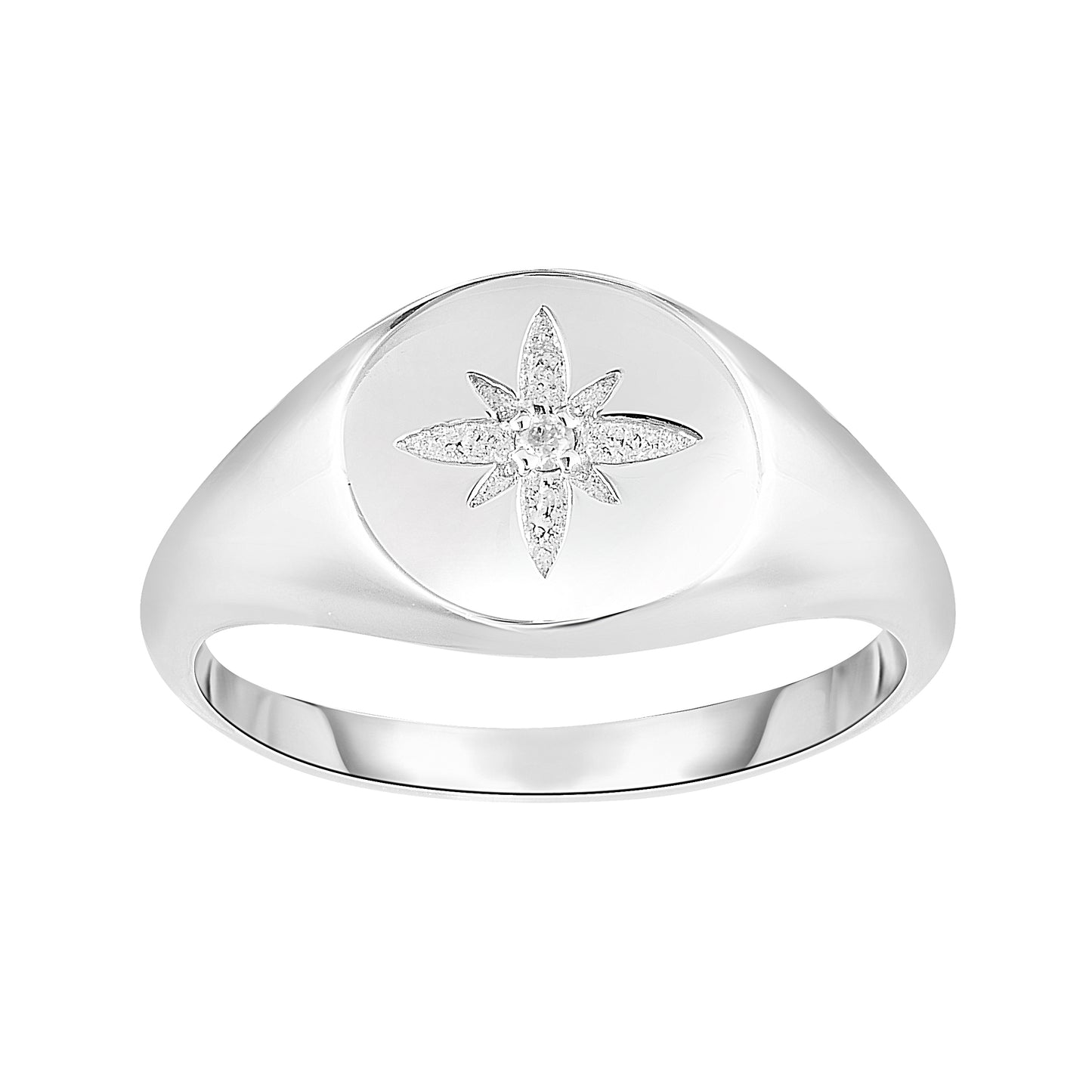 Silver Diamond Accent Star Ring
