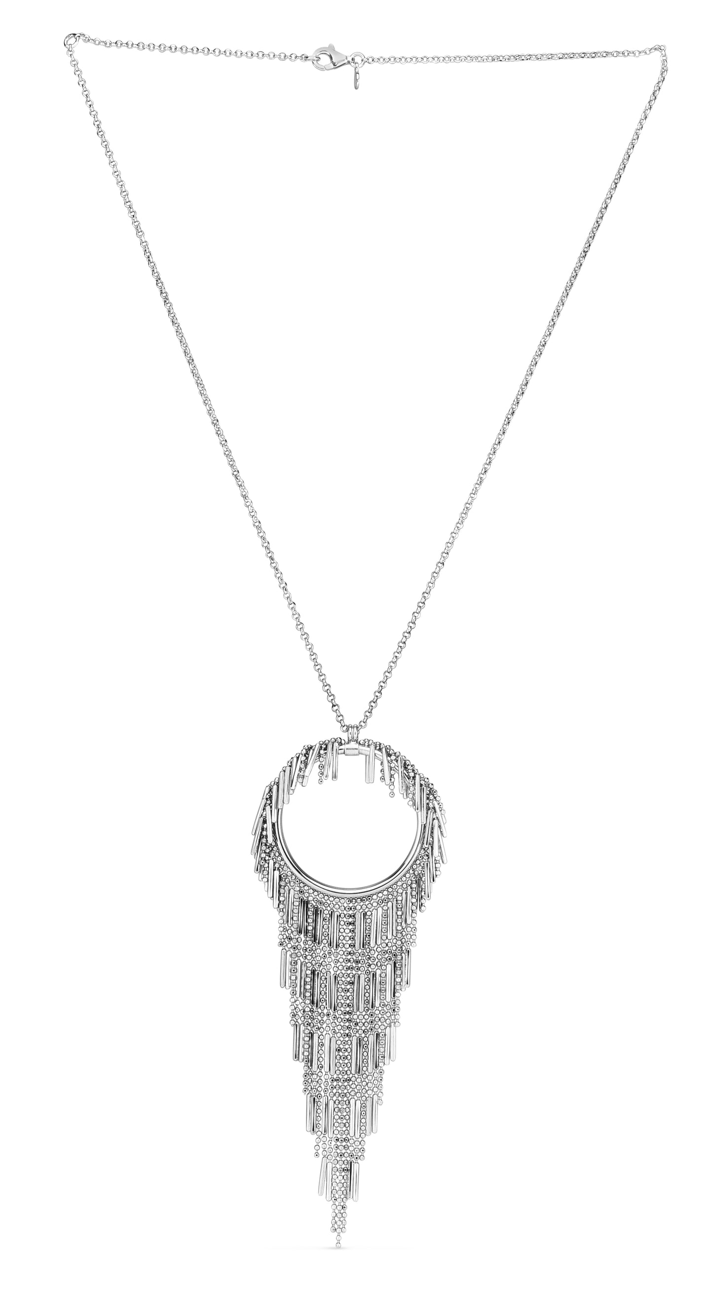 Silver Circle Fringe Necklace