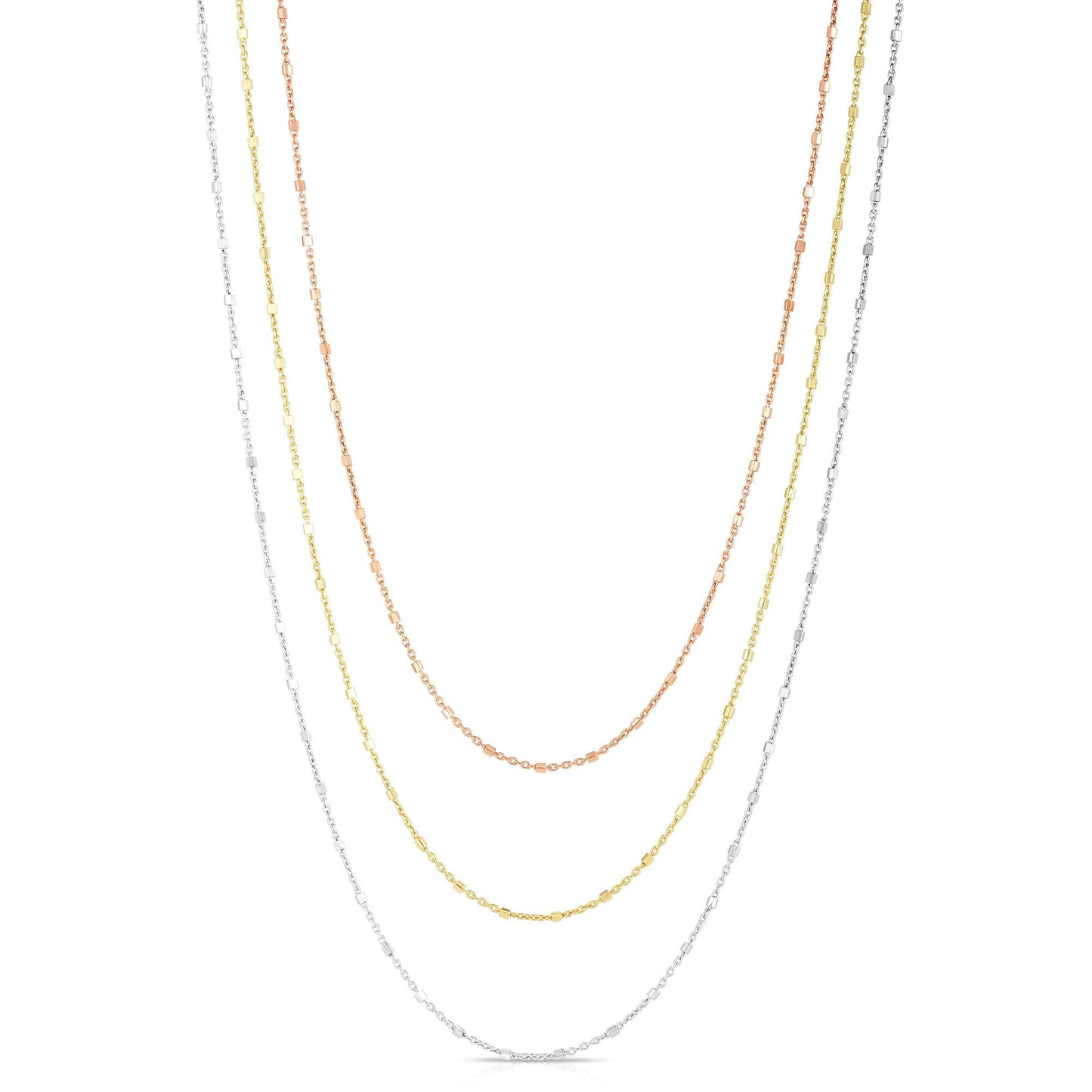 Silver Bead Station Layered Necklace