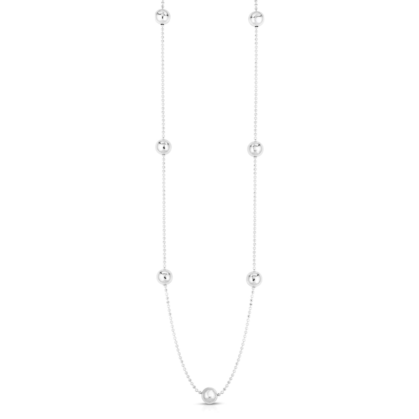 Silver Bead Station Necklace