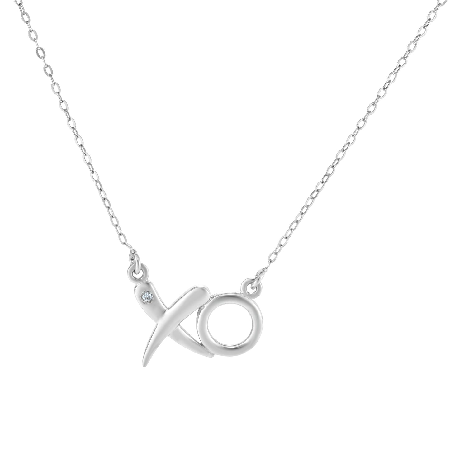 Silver XO Diamond Accent Necklace