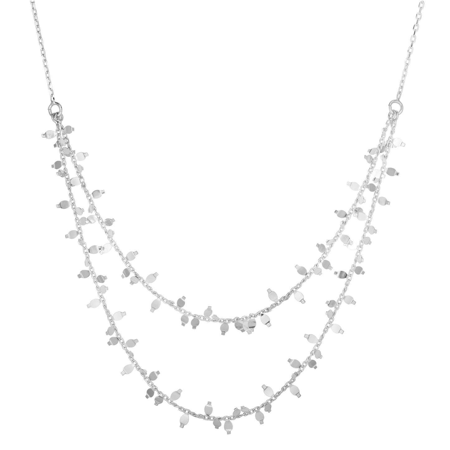 Silver Double Strand Flora Necklace