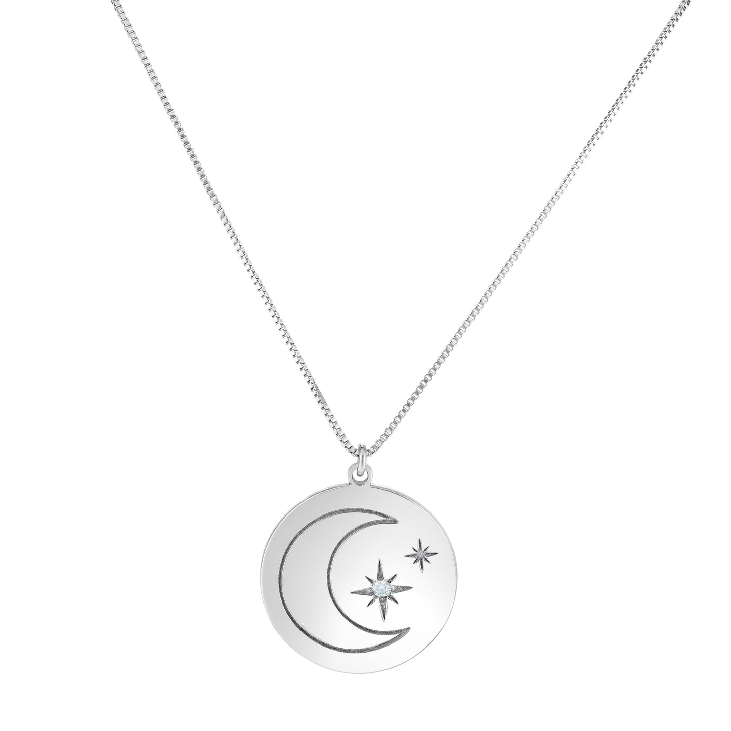 Silver Moon & Stars Diamond Accent Necklace