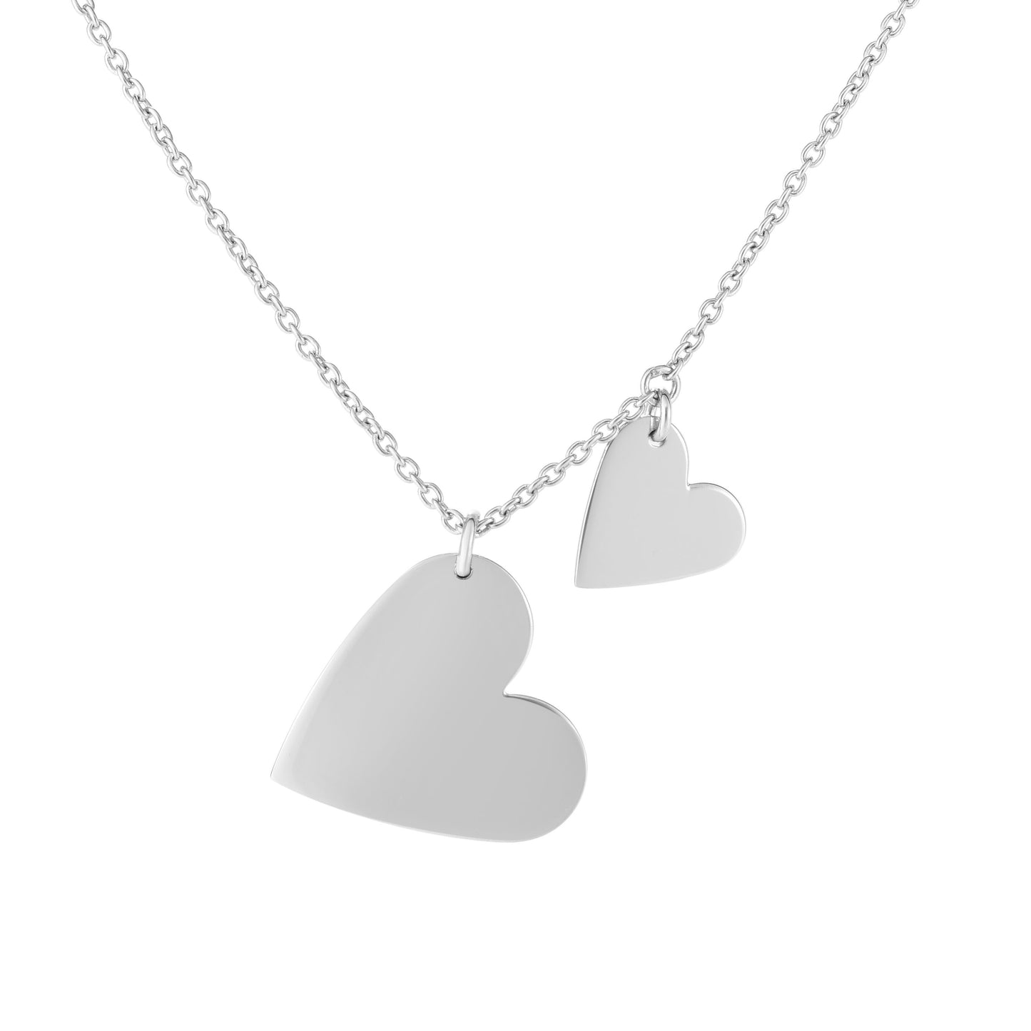 Silver Double Heart Dangle Necklace