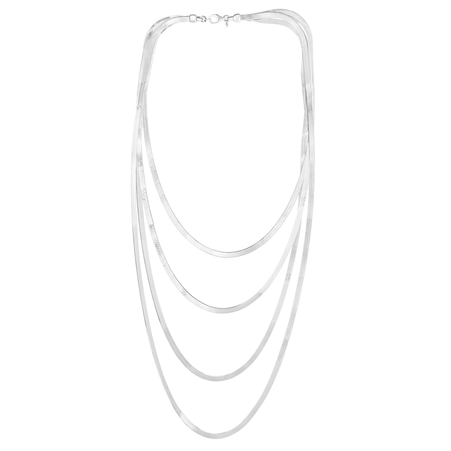 Silver Herringbone Multistrand Necklace