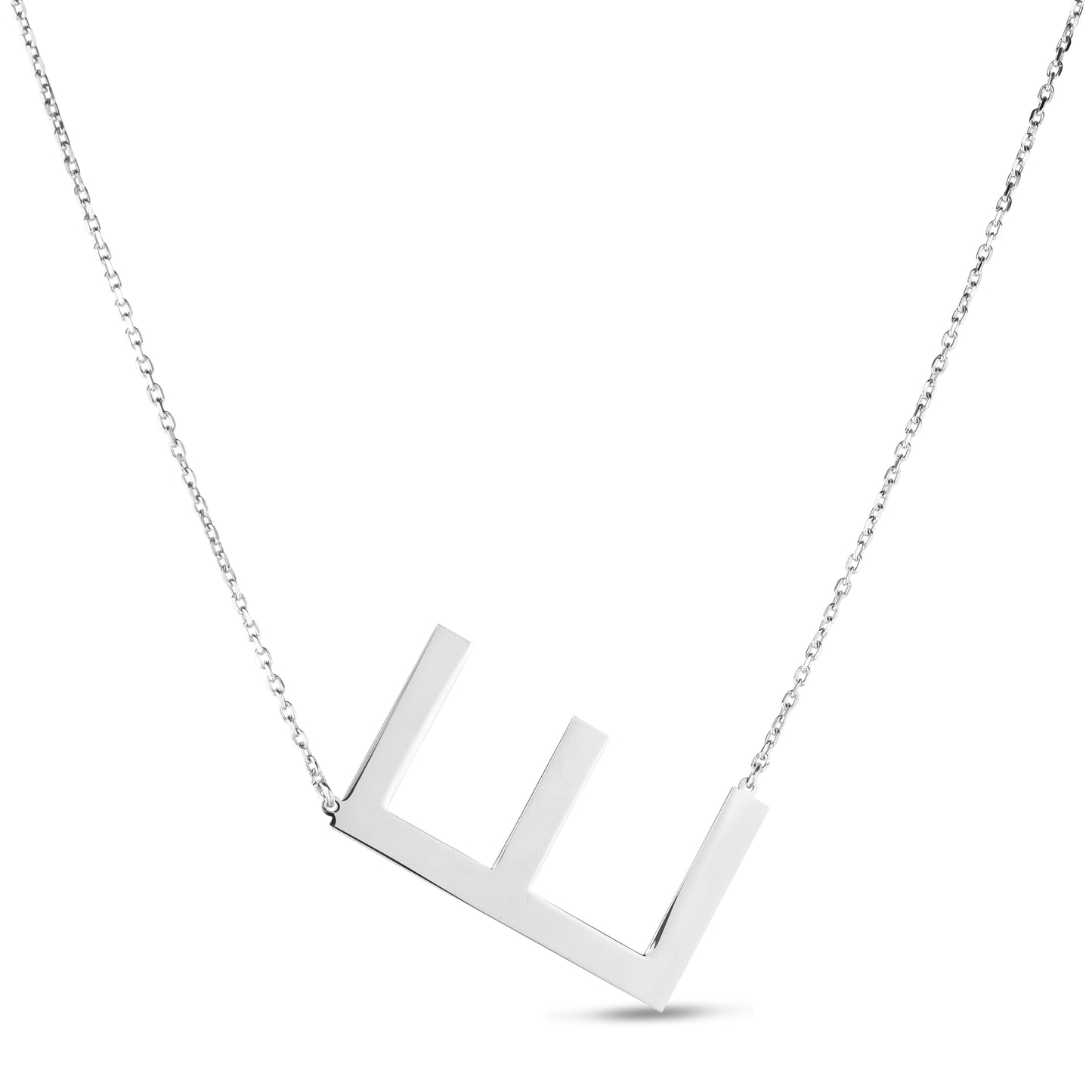 Silver E Letter Necklace
