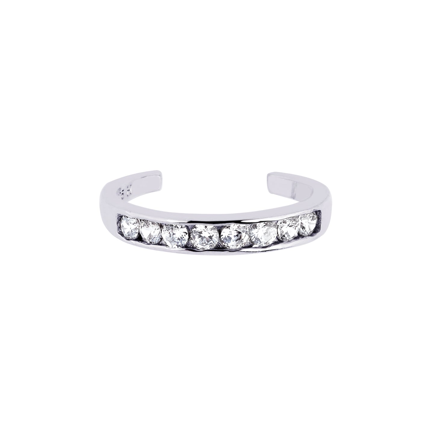 Silver Channel Set CZ Toe Ring