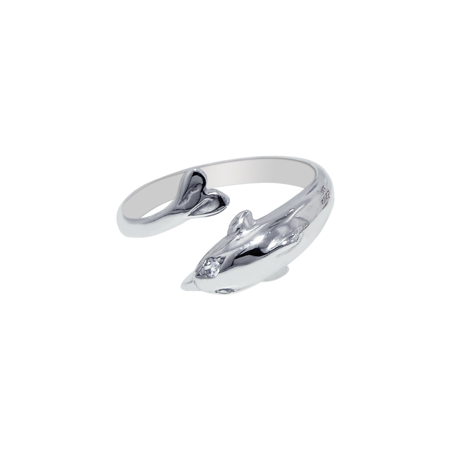 Silver Polished Dolphin Toe Ring