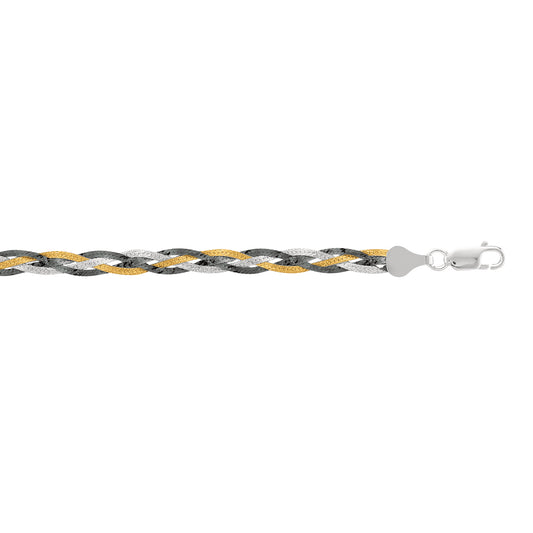 Silver Tri-color Braided Anklet