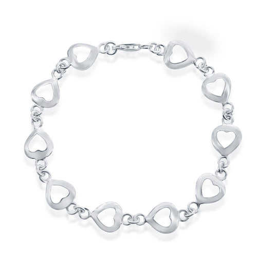 (SPECIAL ORD) Sterling Silver Linked Hearts MOP Bracelet