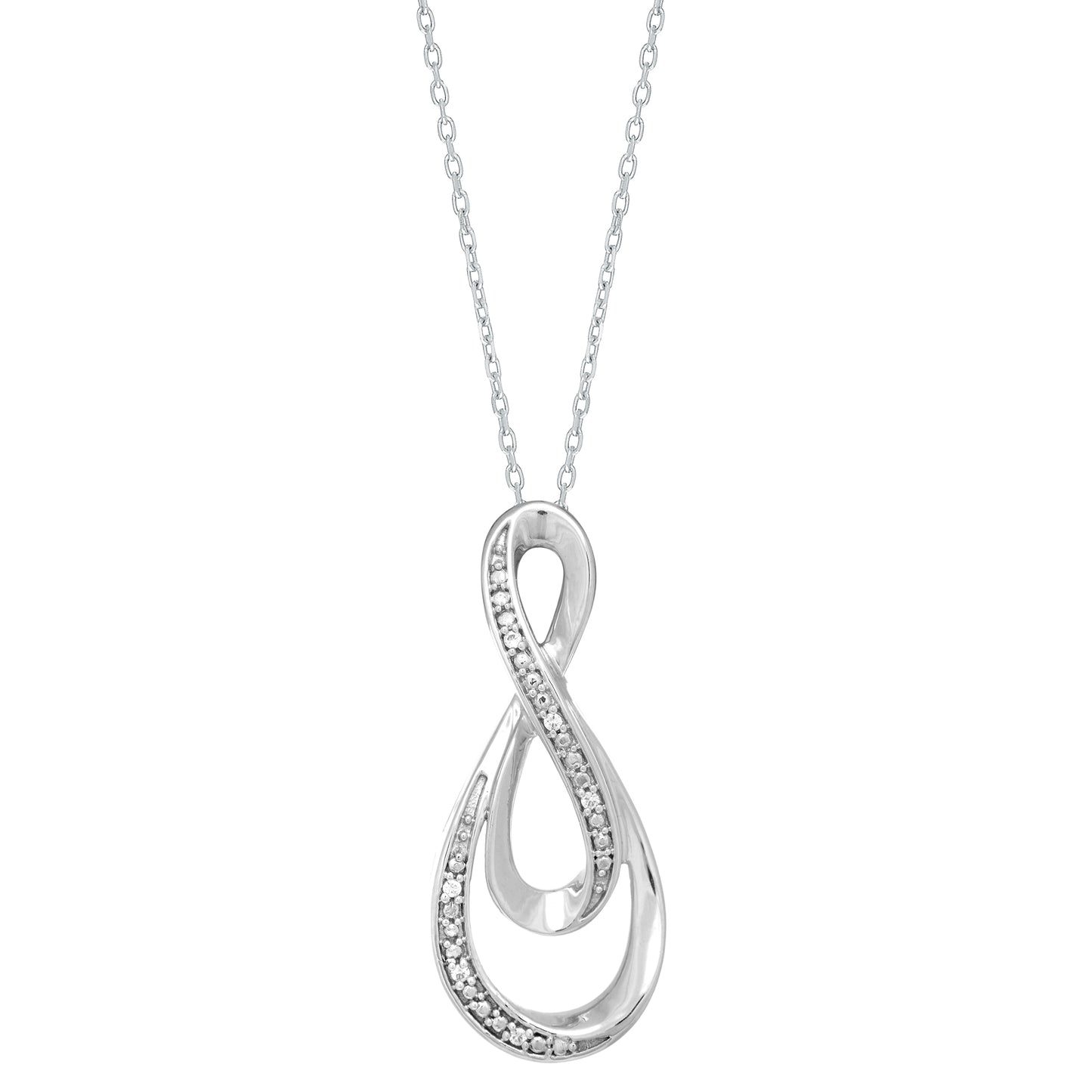 Silver Diamond Accent .03ct Infinity Necklace