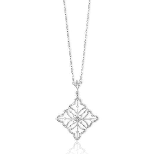 (SPECIAL ORD) Sterling Silver  Square 0.25ct Diamond Necklace