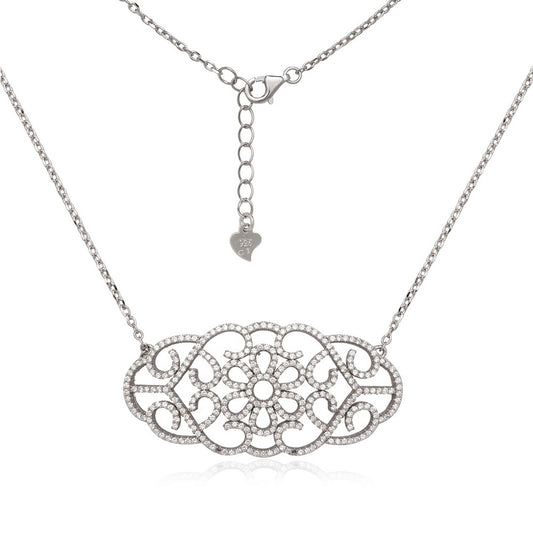 (SPECIAL ORD) Sterling Silver Large Open CZ Micro Pave Necklace