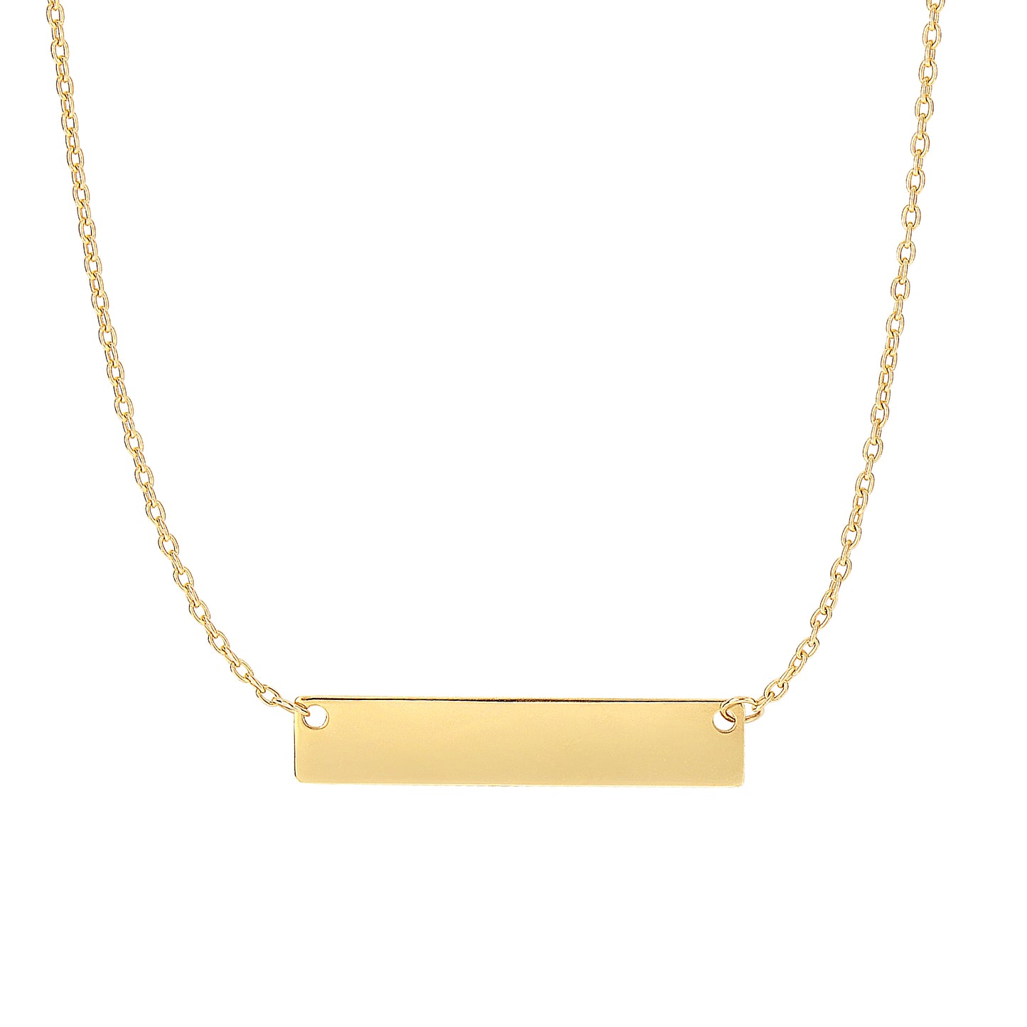 14K Gold Small Polished Bar Necklace