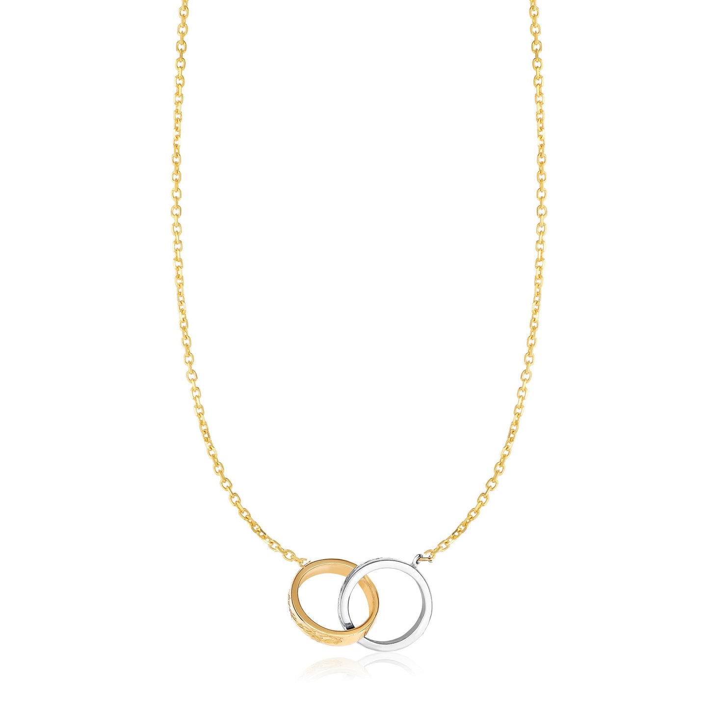 14K Two-tone Gold Together Forever Interlocking Necklace