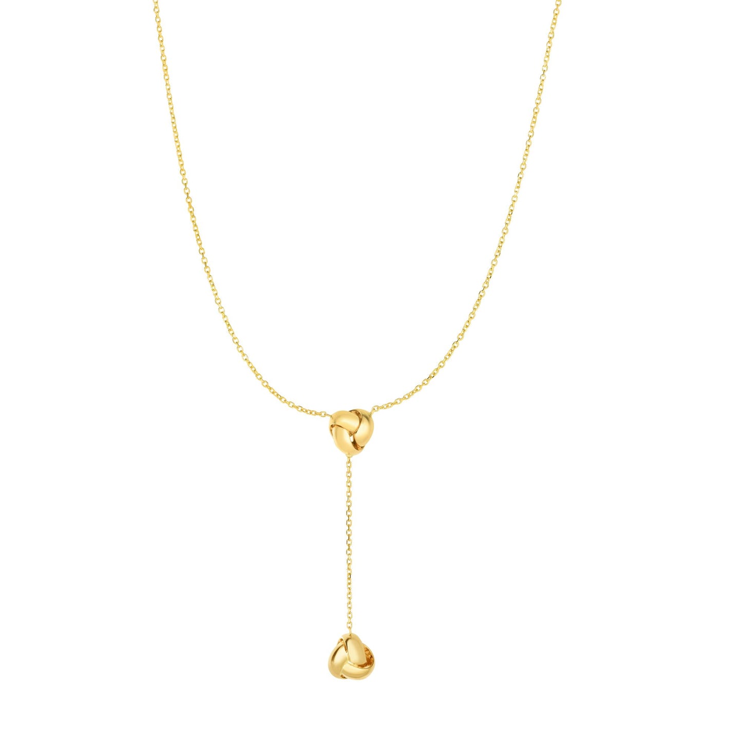 14K Gold  Polished Love Knot Lariat Necklace