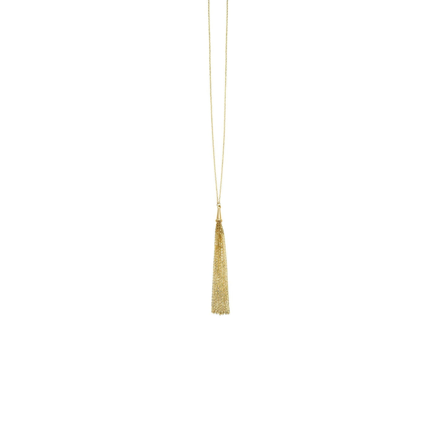 14K Gold Mirror Chain Tassel Necklace