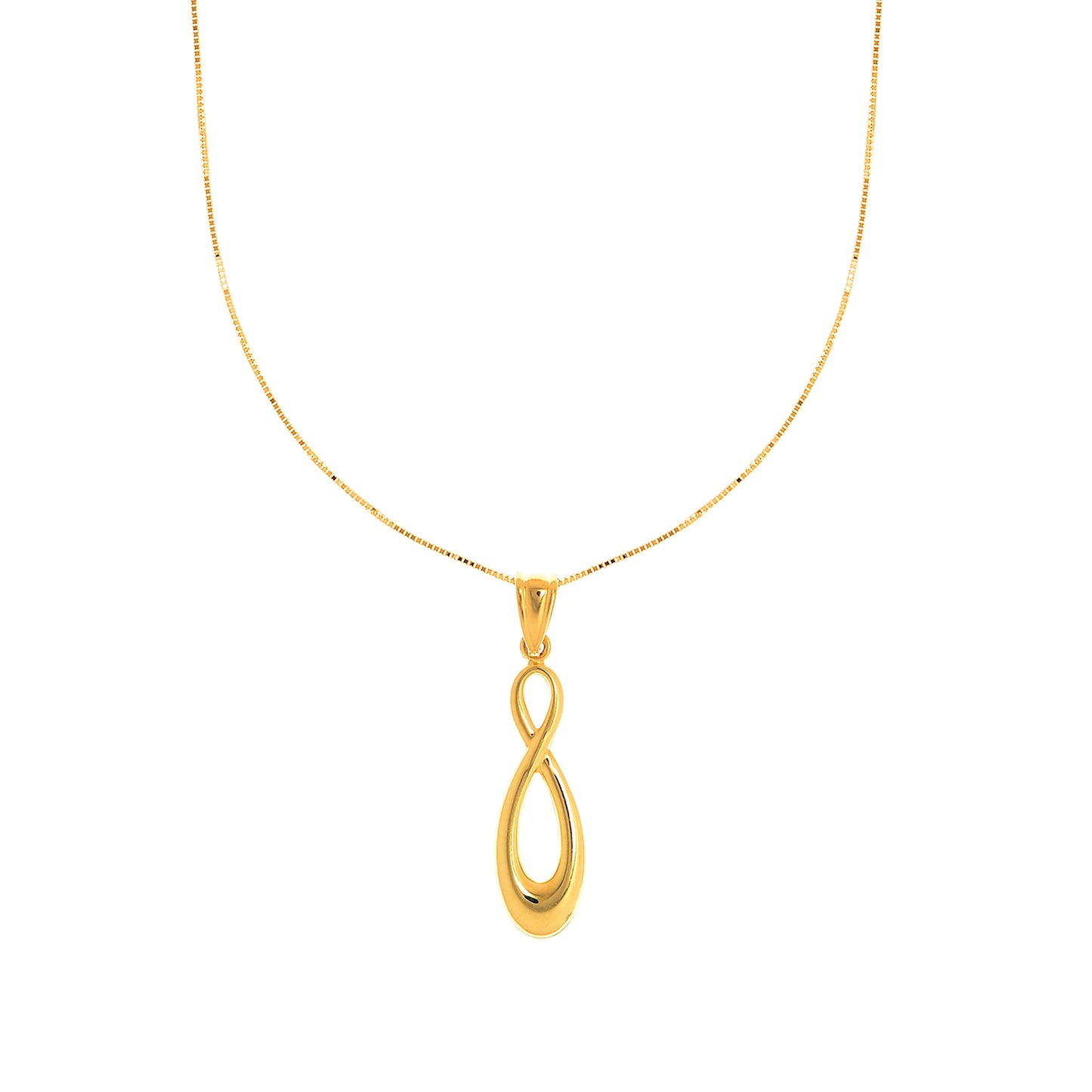 14K Gold Polsihed Infinity Necklace