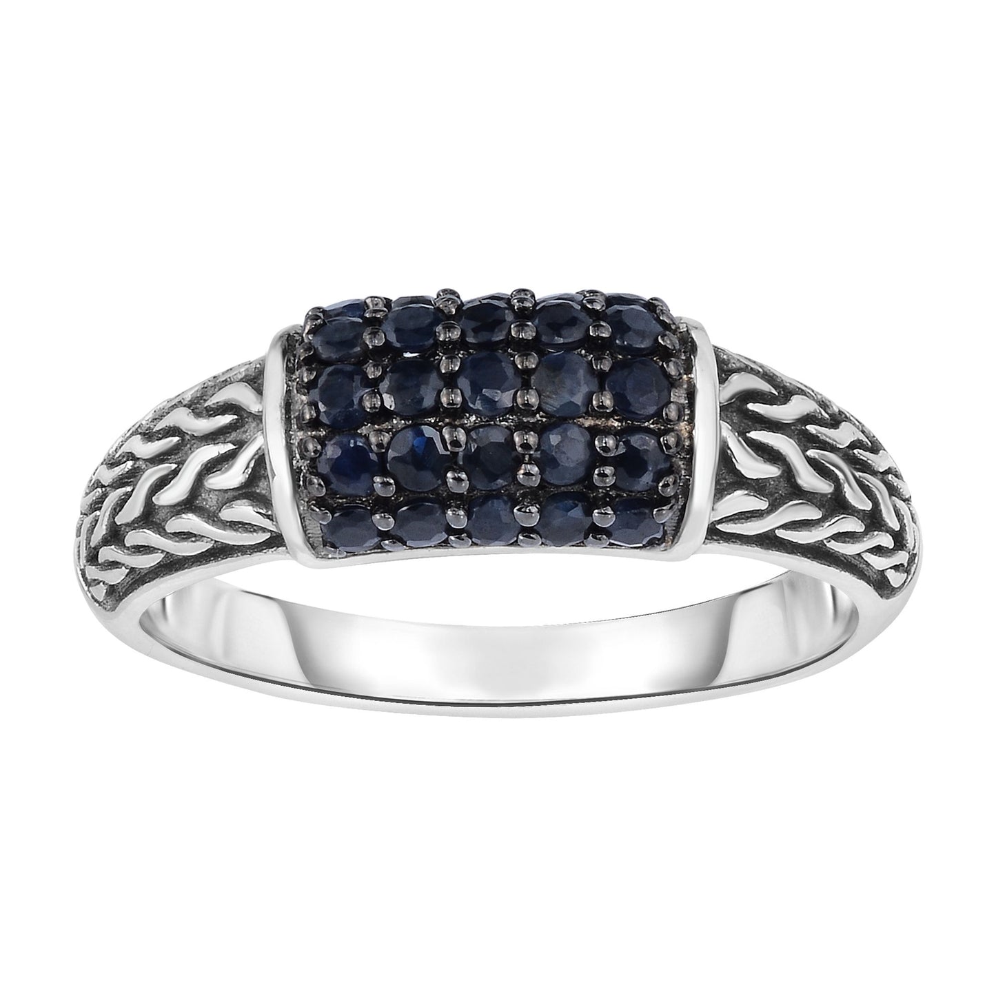 Sterling Silver Sapphire Woven Ring