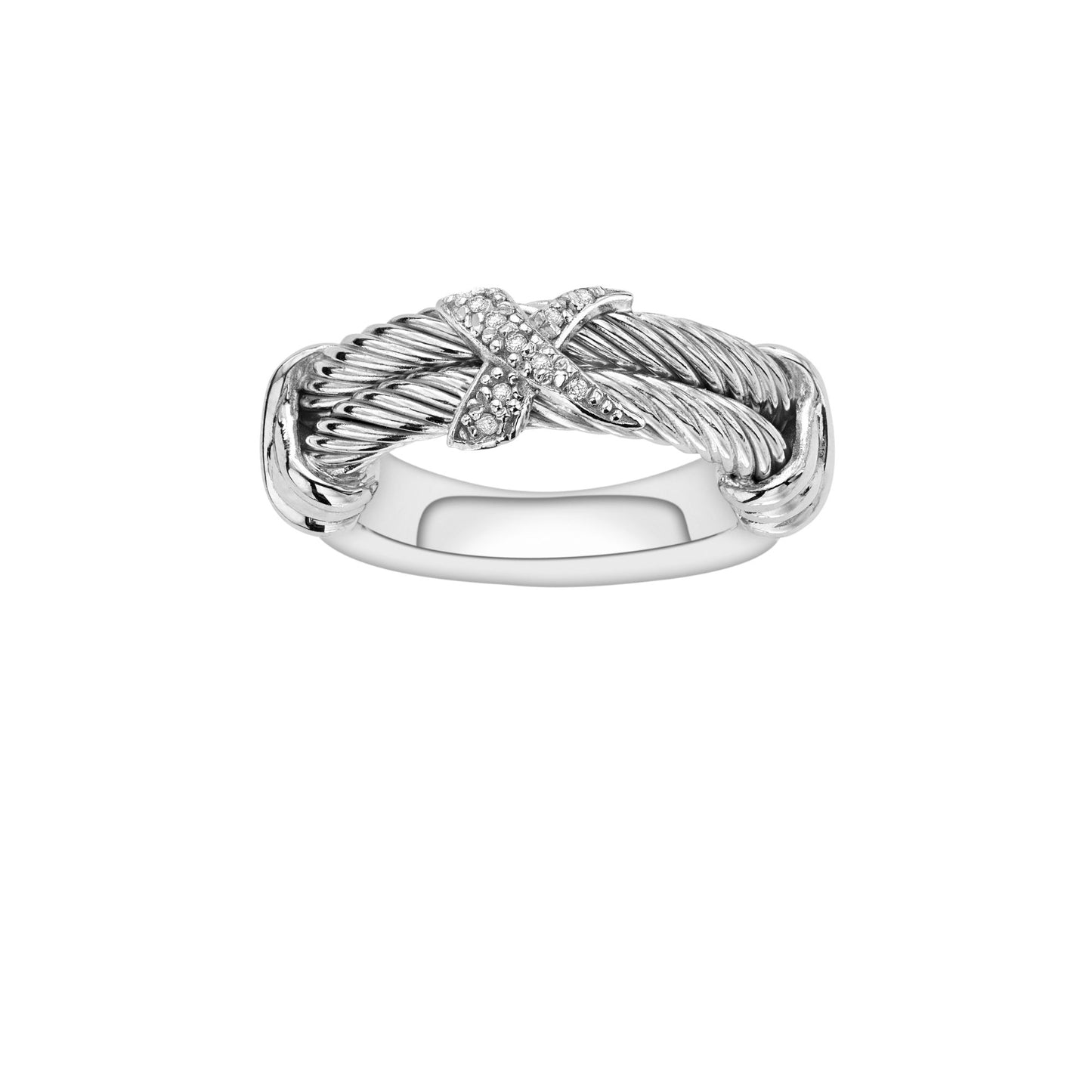 Sterling Silver .04ct. Dia Italian Cable Ring